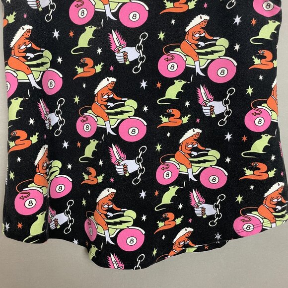 Nooworks Muscle Tee Mean Machine Print Size Large Motorcycle Rat Devil Lady - Picture 4 of 10